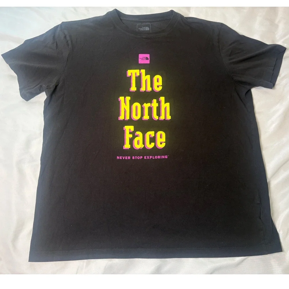 The North Face Graphic T-Shirt Mens L Black Excellent Short Sleeve Cotton Tee